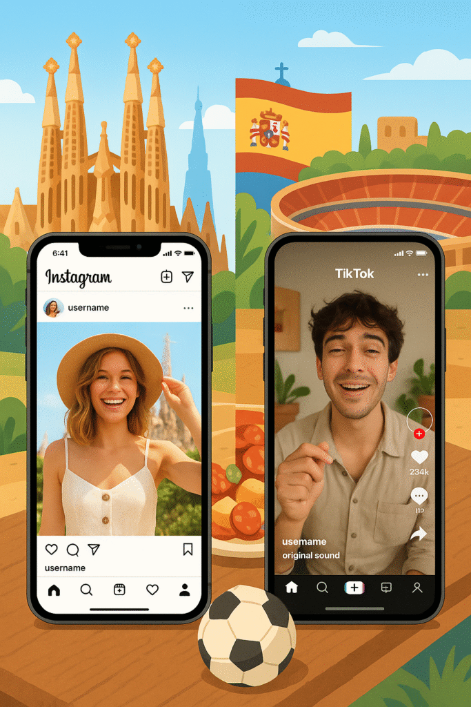 Comparison of Instagram and TikTok in Spain with Spanish cultural icons and influencer content